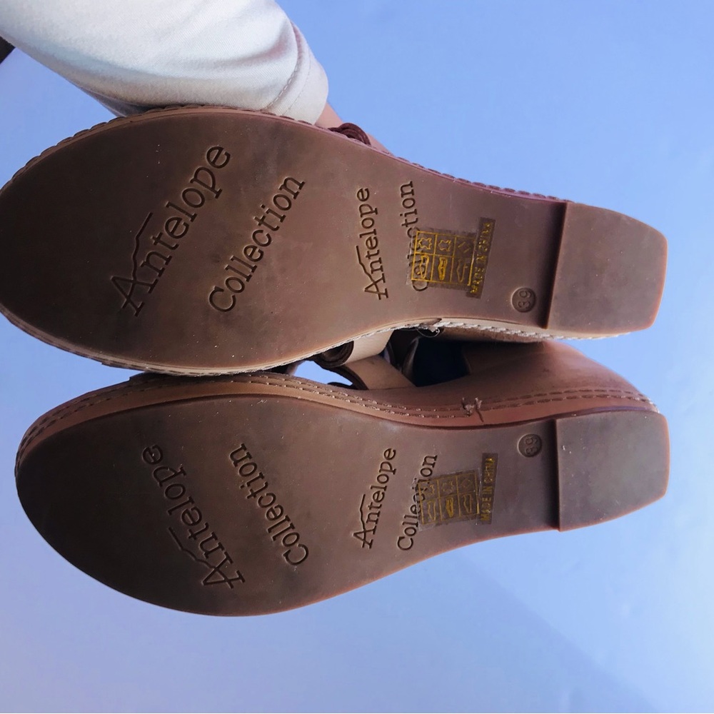 Elegant Tan Braided Wedge Sandals - Picture 11 of 12